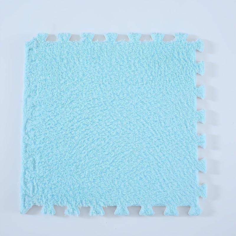 10pcs Soft Fluffy Foam Mat Anti Slip Puzzle Floor Mats For Play Safety