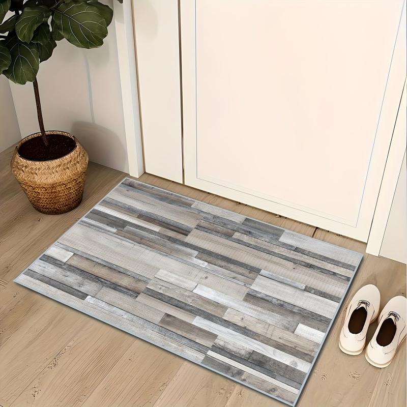 Non-Slip Wood Print Floor Mat Absorbent Stain Resistant