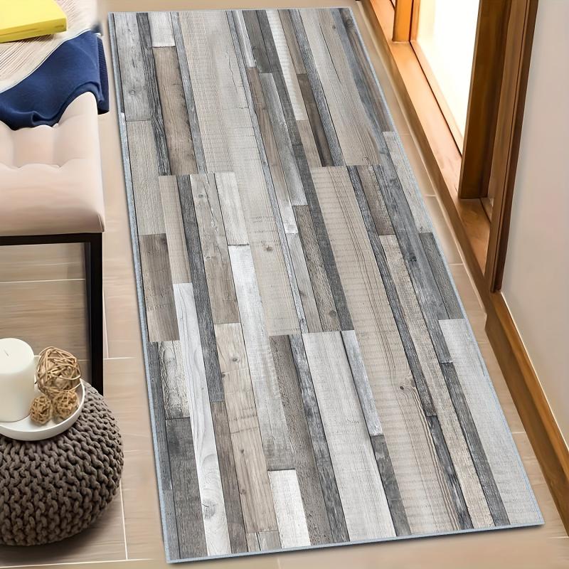 Non-Slip Wood Print Floor Mat Absorbent Stain Resistant