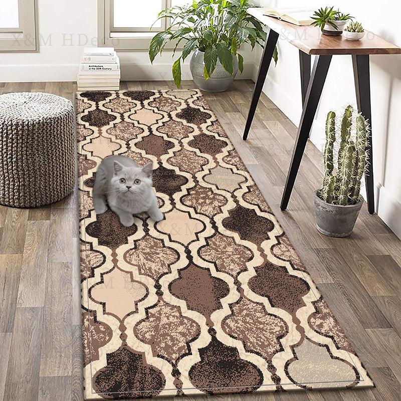 Non Slip Brown Morocco Floor Mat Laundry Room Decor