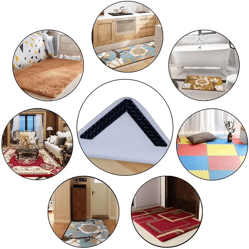 8pcs Rug Gripper Anti Slip Carpet Pads Washable & Durable