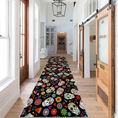 3D Halloween Skull Print Runner Carpet Non Slip Runner Rug 60x304 Colorful Area