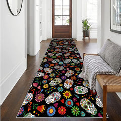 3D Halloween Skull Print Runner Carpet Non Slip Runner Rug 60x304 Colorful Area