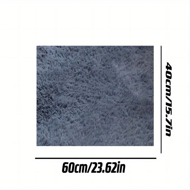 Grey Fuzzy Rug Polyester Plush Floor Mat For Living Room And Bedroom