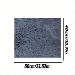 Grey Fuzzy Rug Polyester Plush Floor Mat For Living Room And Bedroom