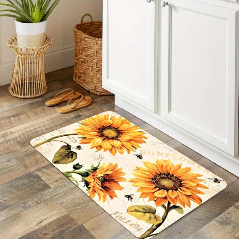 Sunflower Kitchen Rug Non-Slip Indoor Mat Soft Comfortable Waterproof