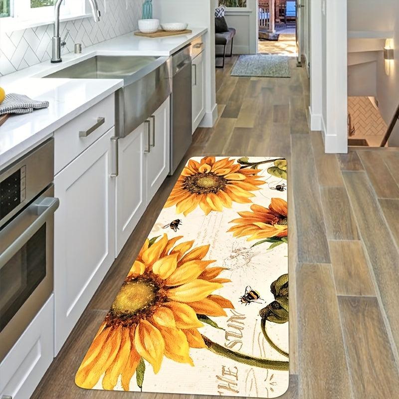 Sunflower Kitchen Rug Non-Slip Indoor Mat Soft Comfortable Waterproof
