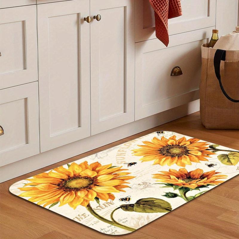 Sunflower Kitchen Rug Non-Slip Indoor Mat Soft Comfortable Waterproof
