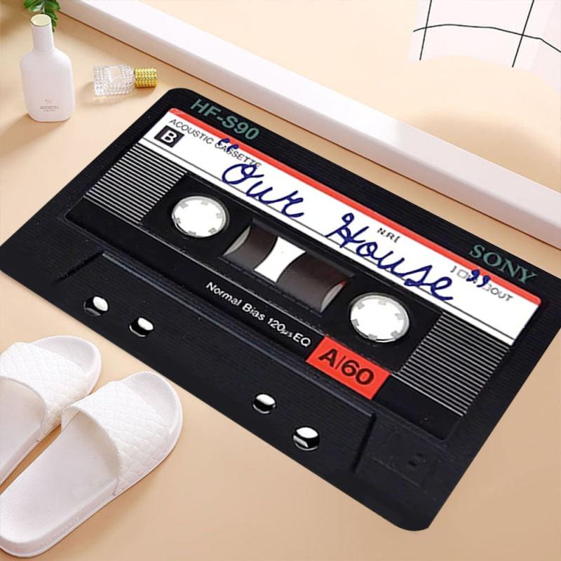 Retro Cassette Music Tape Welcome Doormat 0.39in Thick Funny Floor Carpet