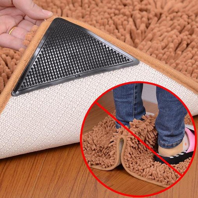 4Pcs Triangle Washable Rug Gripper Non Slip Patch Tape for Tile Carpets