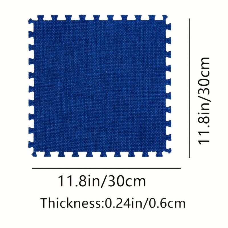 6pcs Linen Baby Play Mat with Foam Floor Mats for Kids