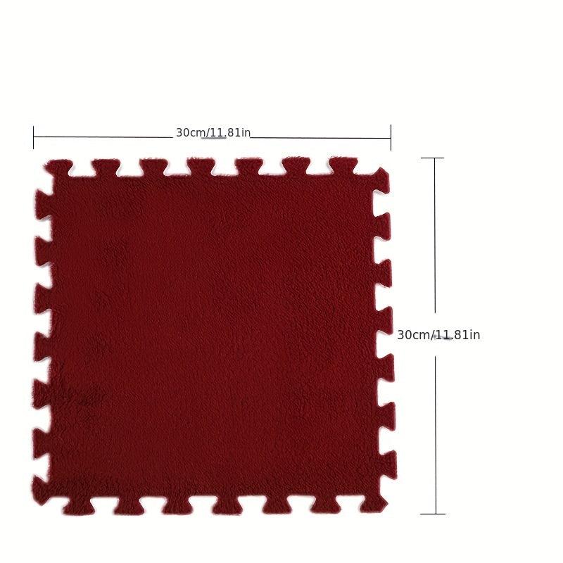 10pcs Plush Puzzle Foam Floor Mat Interlocking Carpet Fluffy Area Rug