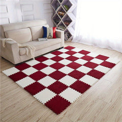 10pcs Plush Puzzle Foam Floor Mat Interlocking Carpet Fluffy Area Rug