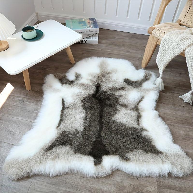 Reindeer Hide Rug Soft Faux Fur 3.6ft x 2.9ft Machine Washable