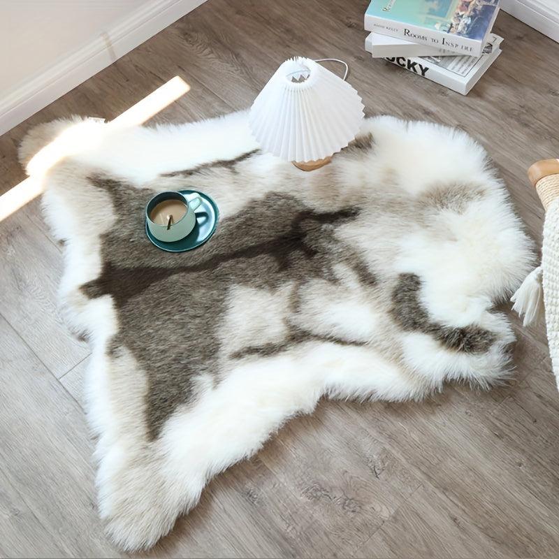 Reindeer Hide Rug Soft Faux Fur 3.6ft x 2.9ft Machine Washable