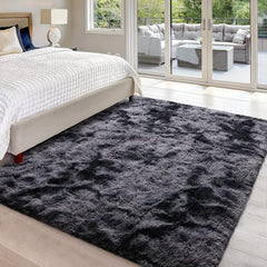 Dark Grey Plush Rug Soft Area Rug For Bedroom Fluffy Rug Living Room
