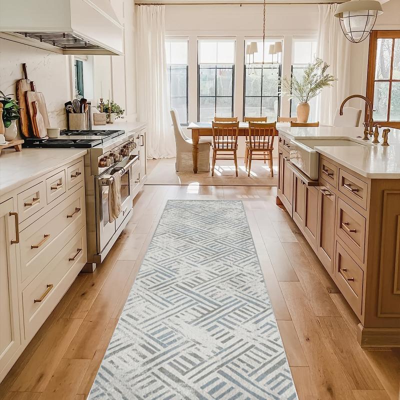 Modern Geometric Runner Rug 2'X10' Abstract Laundry Room Rug Soft Non Slip