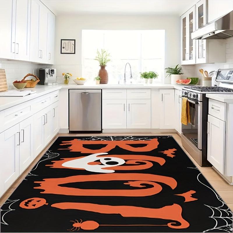 Halloween Ghost Bat & Spider Kitchen Rug Waterproof Carpet Mat