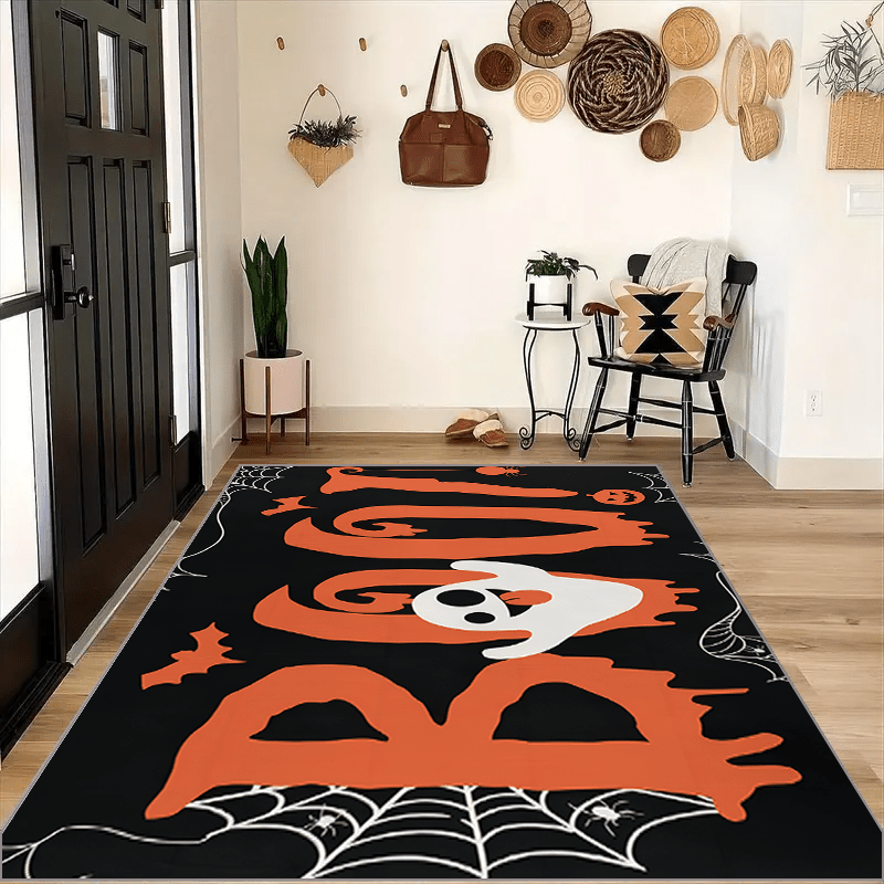Halloween Ghost Bat & Spider Kitchen Rug Waterproof Carpet Mat