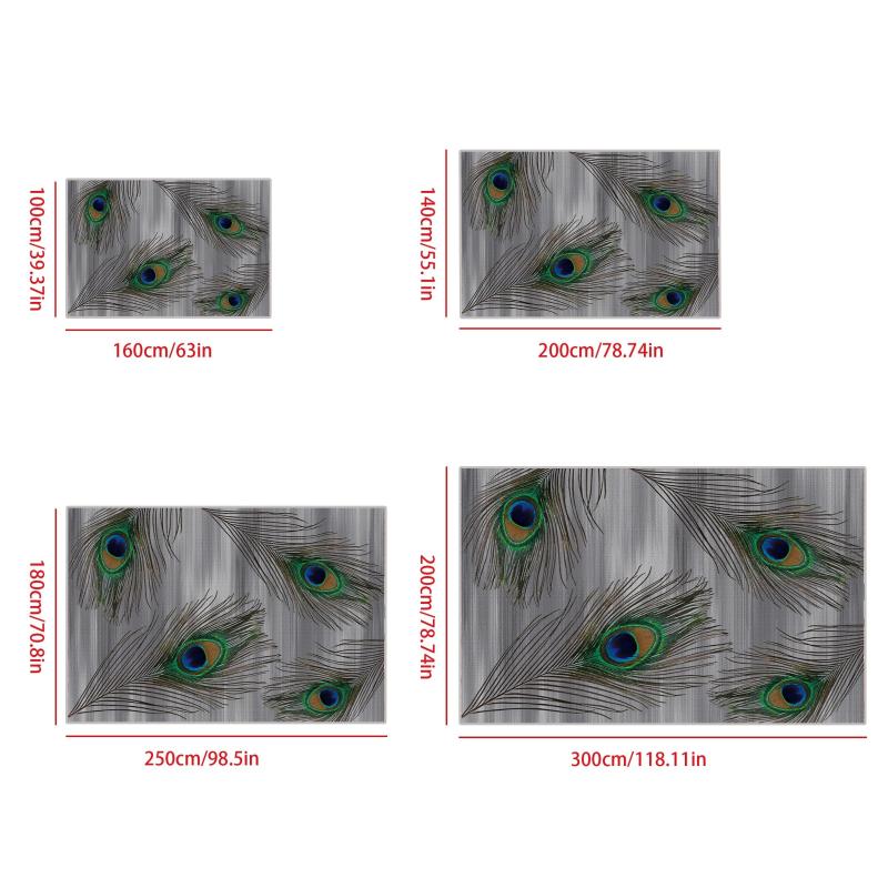 Peacock Feather Print Carpet for Living Room Dormitory Bedroom Small Office
