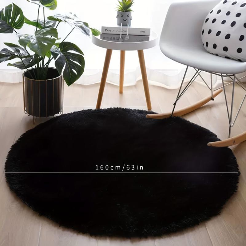 Round Fluffy Area Rug Wool Carpet Living Room Sofa Tea Table Blanket Bedroom