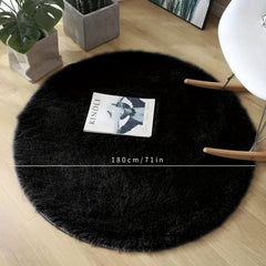 Round Fluffy Area Rug Wool Carpet Living Room Sofa Tea Table Blanket Bedroom