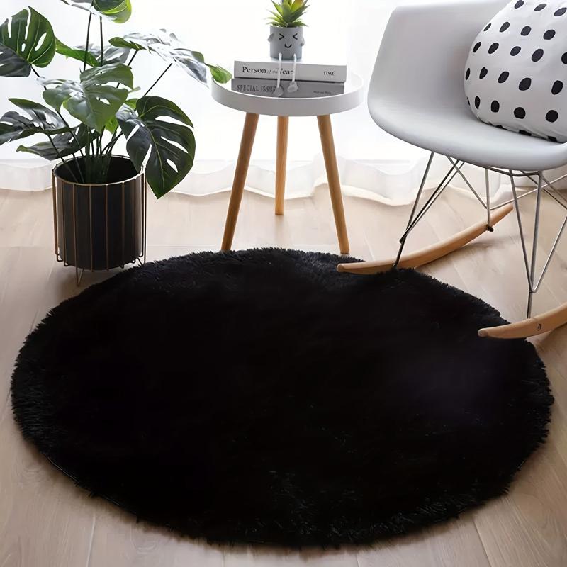 Round Fluffy Area Rug Wool Carpet Living Room Sofa Tea Table Blanket Bedroom