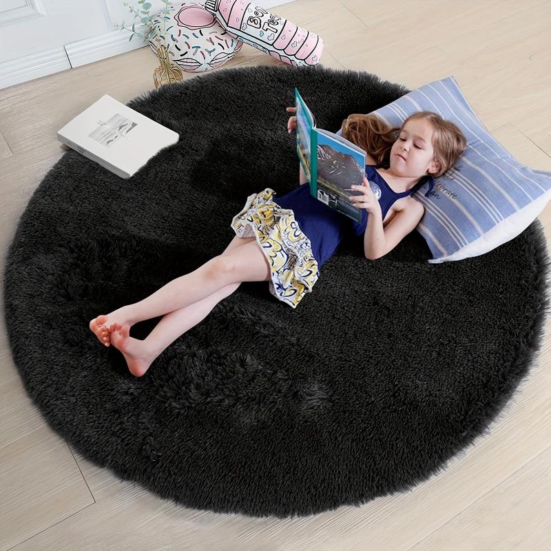 Round Fluffy Area Rug Wool Carpet Living Room Sofa Tea Table Blanket Bedroom