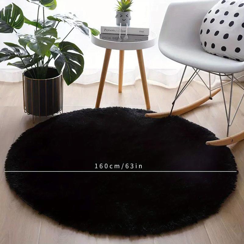 Round Fluffy Area Rug Wool Carpet Living Room Sofa Tea Table Blanket Bedroom