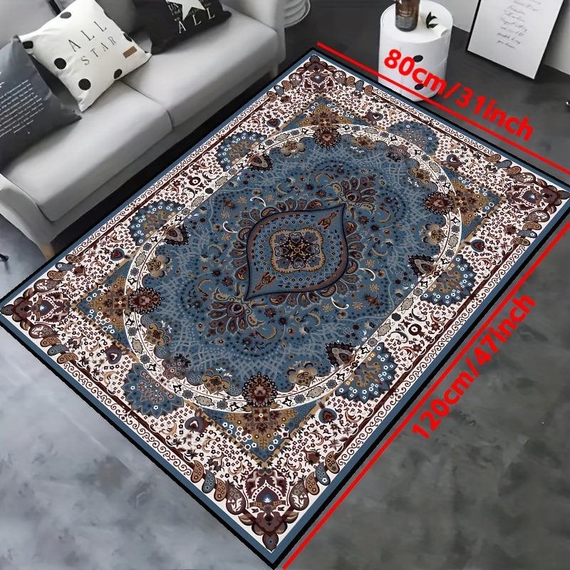 Vintage Boho Area Rug Stain Resistant Low Pile Carpet for High Traffic Areas