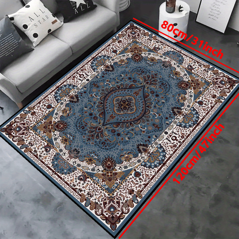 Vintage Boho Area Rug Stain Resistant Low Pile Carpet for High Traffic Areas