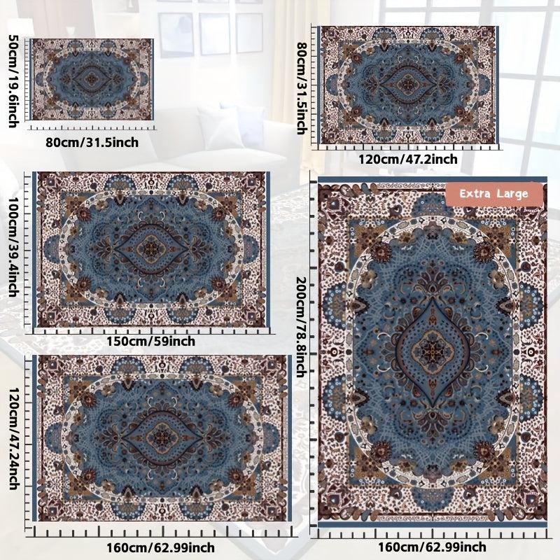 Vintage Boho Area Rug Stain Resistant Low Pile Carpet for High Traffic Areas