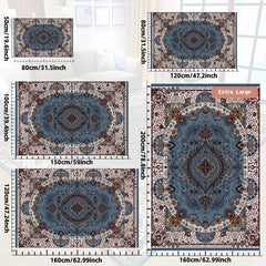 Vintage Boho Area Rug Stain Resistant Low Pile Carpet for High Traffic Areas