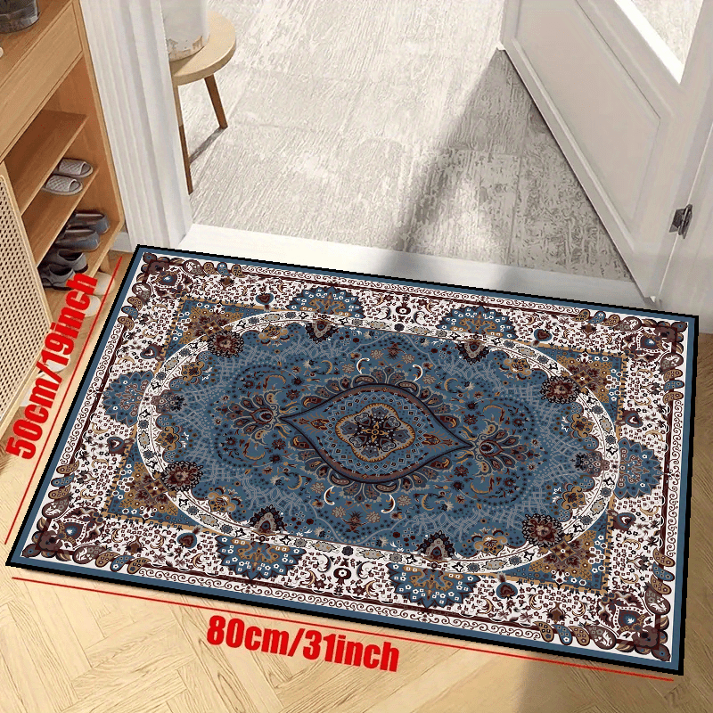 Vintage Boho Area Rug Stain Resistant Low Pile Carpet for High Traffic Areas