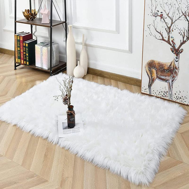 Plush Furry Area Rug Soft Shaggy Carpet Living Room Bedroom Washable Home Decor