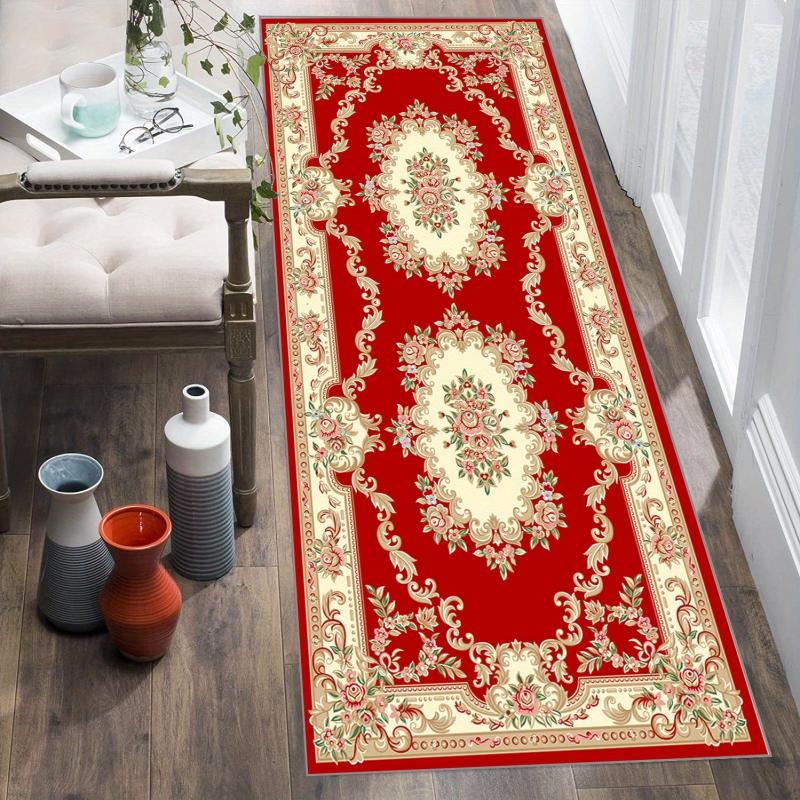 Ultra Thin Persian Kitchen Runner Rug Washable Non Slip Floral Laundry Room Rug
