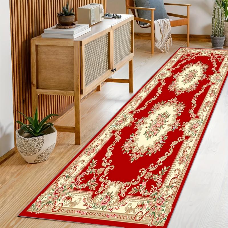 Ultra Thin Persian Kitchen Runner Rug Washable Non Slip Floral Laundry Room Rug