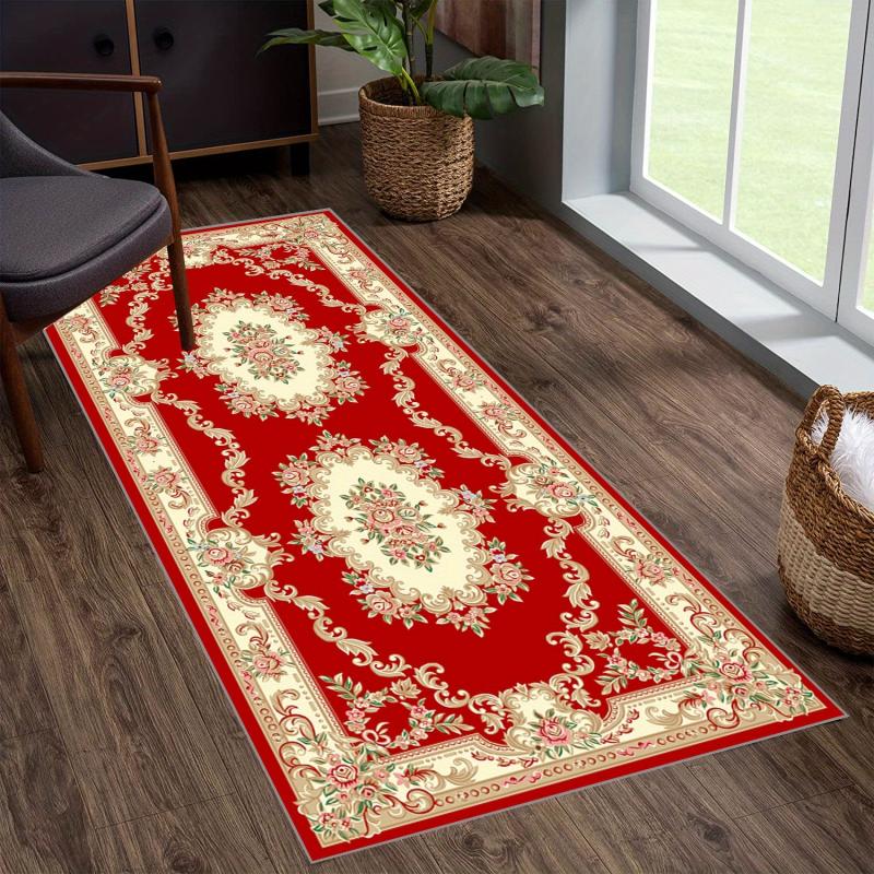 Ultra Thin Persian Kitchen Runner Rug Washable Non Slip Floral Laundry Room Rug