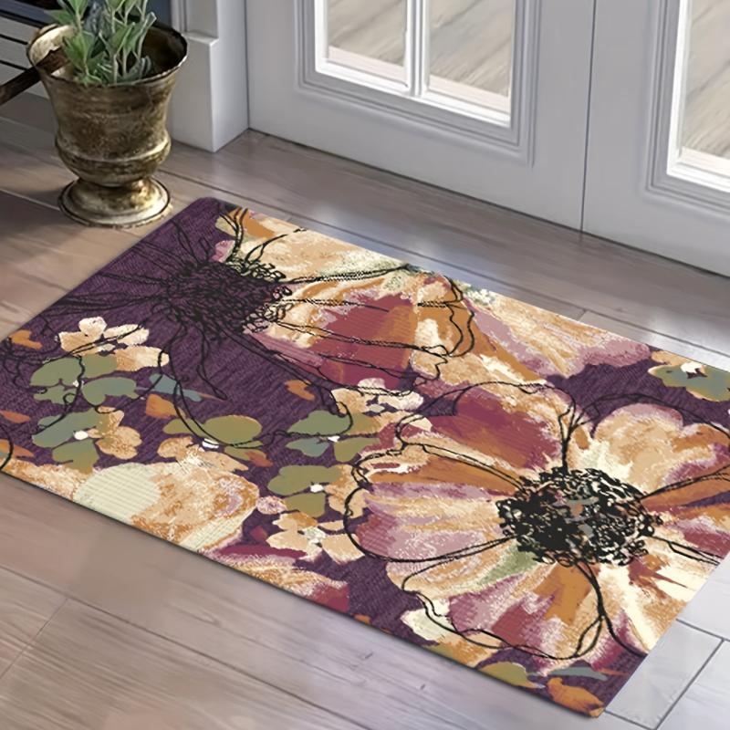 Flower Printed Floor Mat Living Room Sofa Bedroom Decoration Carpet