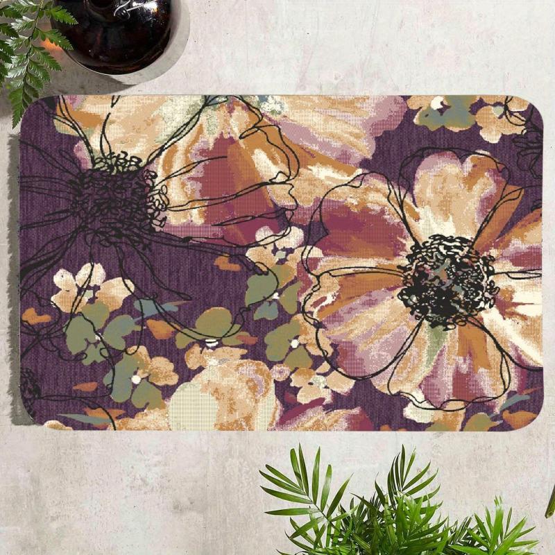 Flower Printed Floor Mat Living Room Sofa Bedroom Decoration Carpet