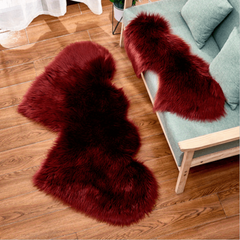 Double Heart Shape Fluffy Faux Sheepskin Rug for Living Room