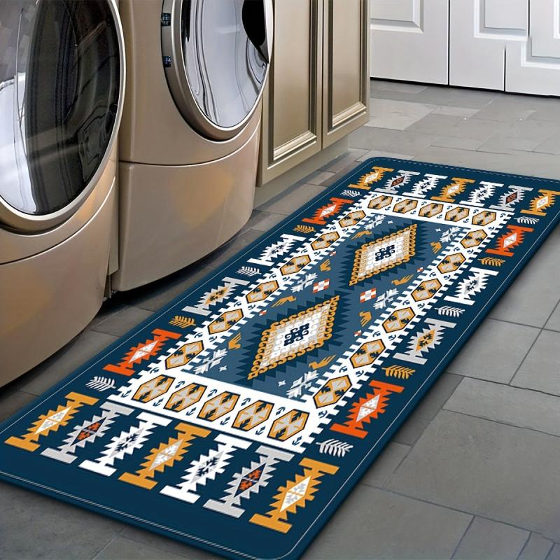 Mediterranean Modern Area Rug Non Slip Floor Mat for Living Room