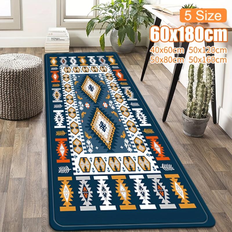 Mediterranean Modern Area Rug Non Slip Floor Mat for Living Room