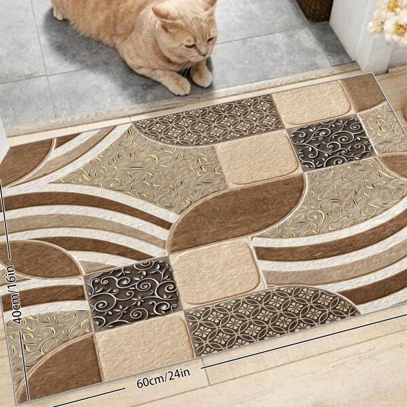 Geometric Vintage Area Rug Low Pile Easy to Clean Soft Non Slip
