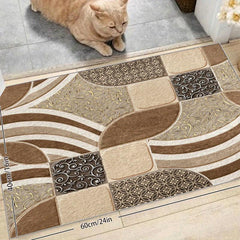 Geometric Vintage Area Rug Low Pile Easy to Clean Soft Non Slip