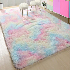 Soft Rainbow Fuzzy Area Rug for Bedroom Living Room Kids Playroom