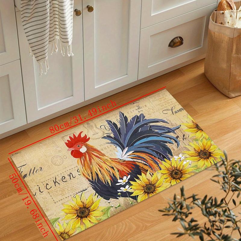Rooster Sunflower Kitchen Mat Non slip Carpet Indoor Outdoor Floor Mat