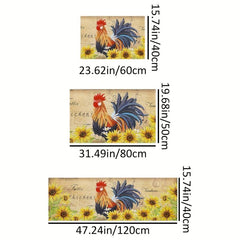 Rooster Sunflower Kitchen Mat Non slip Carpet Indoor Outdoor Floor Mat