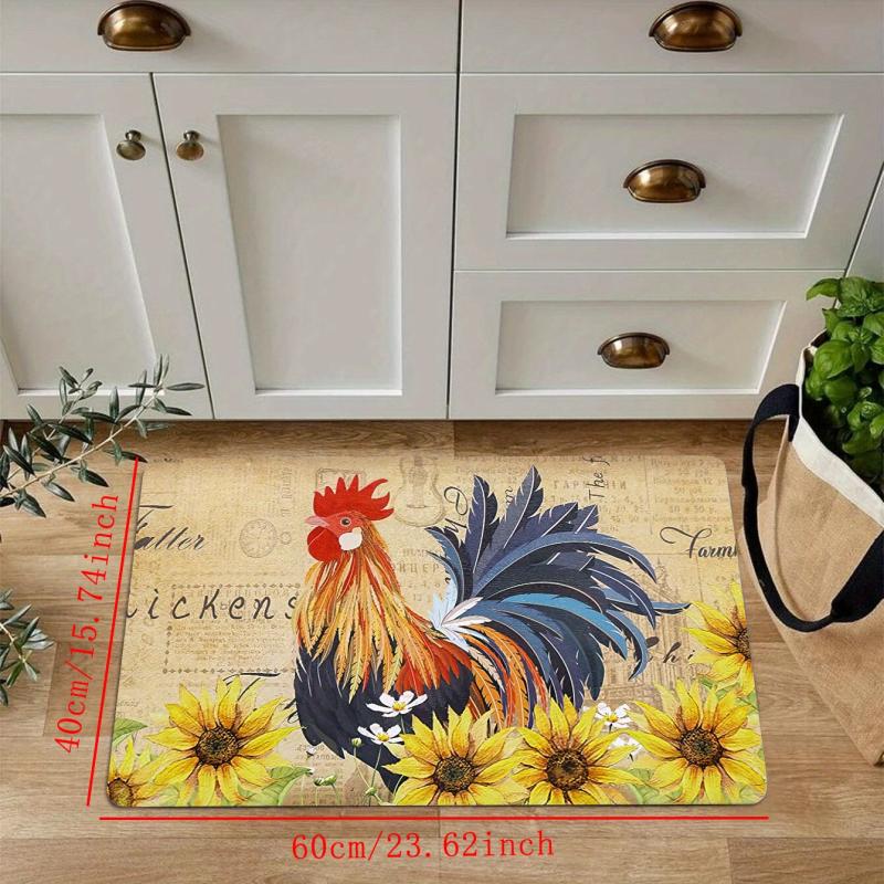 Rooster Sunflower Kitchen Mat Non slip Carpet Indoor Outdoor Floor Mat