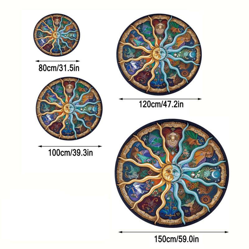 Celestial Sun Moon Constellations Round Rug